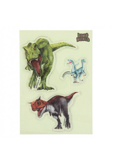ASST | Gelové samolepky Glibbies - Tyrannosaurus rex, Compsoqnathus, Carnotaurus, 3ks